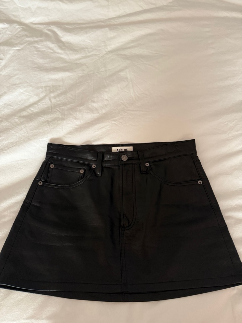 Agolde Black A-Line Mini Skirt